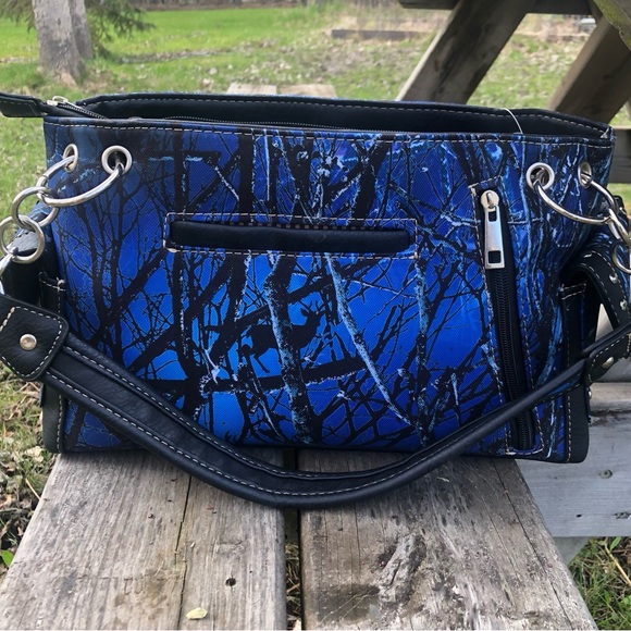 Western Style Blue and Black Shoulder Bag - Picture 9 of 11